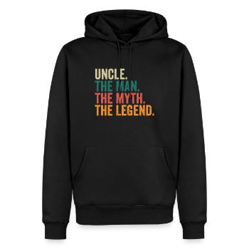 Uncle The Man The Myth The Legend - Men’s Premium Organic Hoodie - black - Front - Nico (187cm)