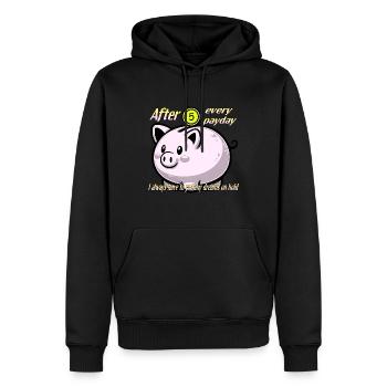 Tirelire. Rêves, économies, chèque de paie. - Sweat à capuche Premium bio Homme - noir - Devant - Nico (187cm)