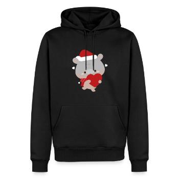 Moo Deng Pygmy Hippo Christmas Love - Men’s Premium Organic Hoodie - black - Front - Nico (187cm)
