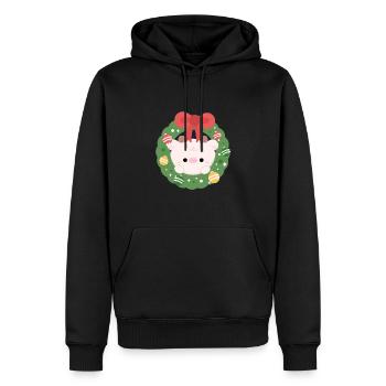 Kuh-Weihnachten - Männer Premium Bio Hoodie - Schwarz - Vorne - Nico (187cm)