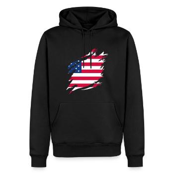 USA Flagge Amerika Fahne Stars & Stripes Patriot - Männer Premium Bio Hoodie - Schwarz - Vorne - Nico (187cm)