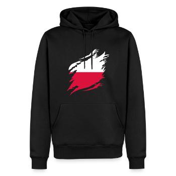 Drapeau de Pologne utilisé Look Polska Drapeau polonais - Sweat à capuche Premium bio Homme - noir - Devant - Nico (187cm)