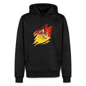 Drapeau de la Sicile Italie Palerme Trinacria Italia - Sweat à capuche Premium bio Homme - noir - Devant - Nico (187cm)