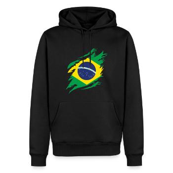 Brésil Drapeau Brésilien Drapeau Amérique du Sud - Sweat à capuche Premium bio Homme - noir - Devant - Nico (187cm)
