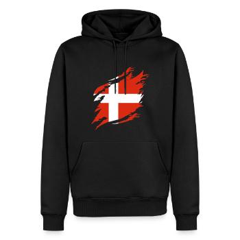 Danemark Drapeau Scandinavie Drapeau danois Voyage - Sweat à capuche Premium bio Homme - noir - Devant - Nico (187cm)