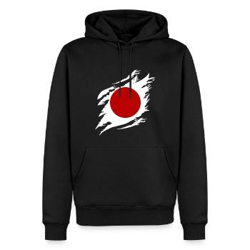 Japan Flagge Used Look Nihon Japanische Fahne - Männer Premium Bio Hoodie - Schwarz - Vorne - Nico (187cm)