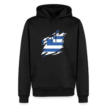 Griechenland Flagge Hellas Athen Griechische Fahne - Männer Premium Bio Hoodie - Schwarz - Vorne - Nico (187cm)
