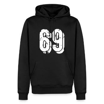 69 Zahl Trikot - Männer Premium Bio Hoodie - Schwarz - Vorne - Nico (187cm)