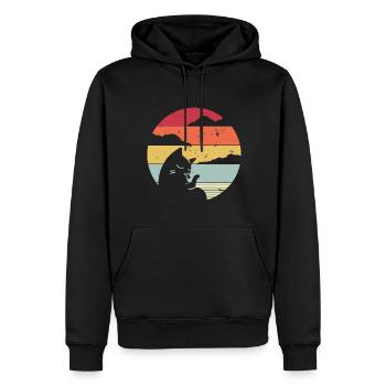 Lustige Katze im Retro-Stil - Männer Premium Bio Hoodie - Schwarz - Vorne - Nico (187cm)