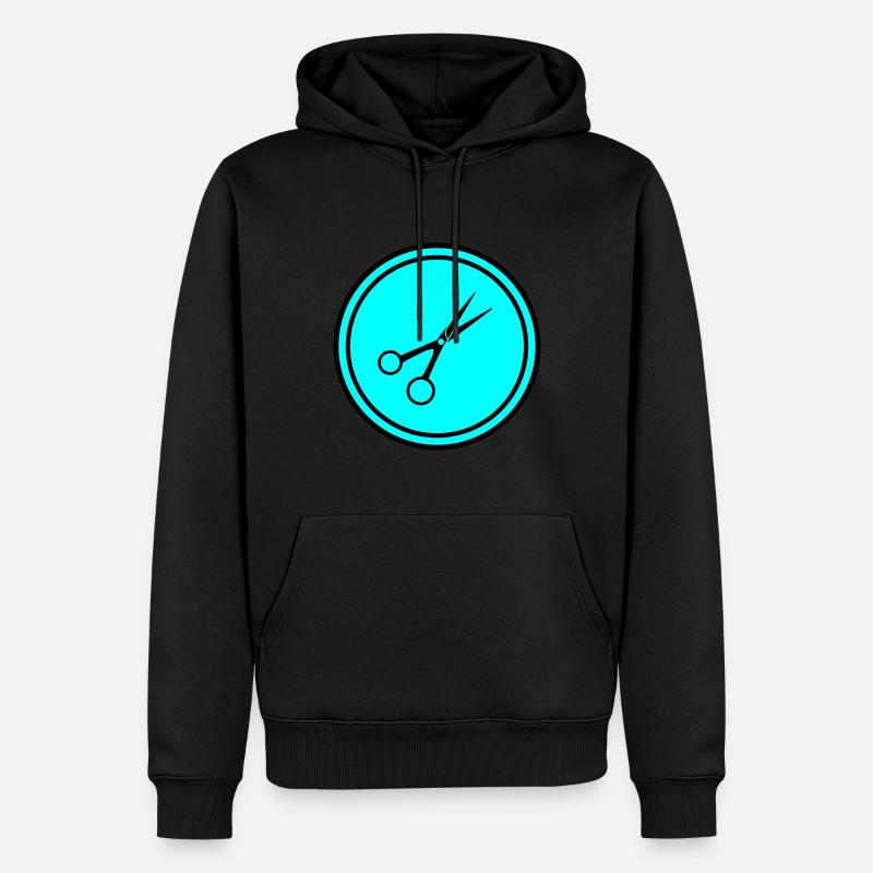 Schere Barber Kreis - Männer Premium Bio Hoodie - Schwarz