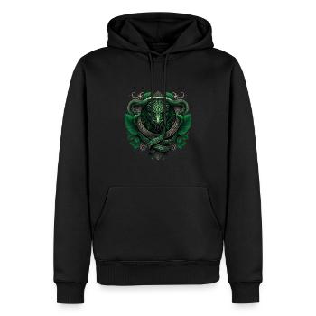 Wizard Green Viper Emblem - Men’s Premium Organic Hoodie - black - Front - Nico (187cm)