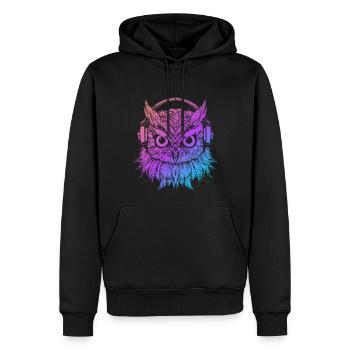 Owl Night Owl Techno Headphones DJ Rave - Men’s Premium Organic Hoodie - black - Front - Nico (187cm)