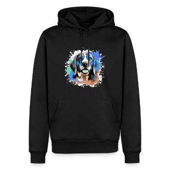 Beagle Chien Tête Portrait Coloré - Sweat à capuche Premium bio Homme - noir - Devant - Nico (187cm)