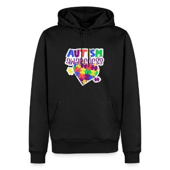 BEWUSSTSEIN AUTIST ADHS LIEBE BEGABE SPRUCH MOTIVE - Männer Premium Bio Hoodie - Schwarz - Vorne - Nico (187cm)
