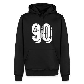 90 Zahl Trikot - Männer Premium Bio Hoodie - Schwarz - Vorne - Nico (187cm)