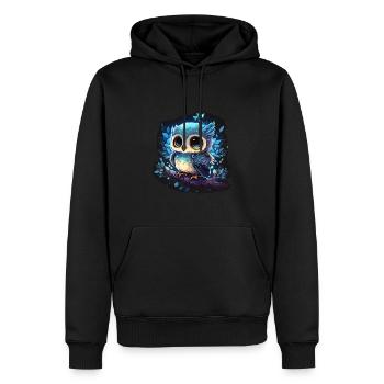 Hibou mignon - Sweat à capuche Premium bio Homme - noir - Devant - Nico (187cm)