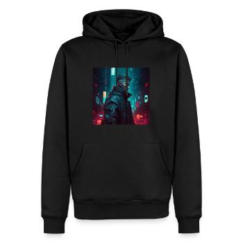 Man on Cyberpunkcity - Sweat à capuche Premium bio Homme - noir - Devant - Nico (187cm)