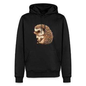 Süßer Vintage Igel - Männer Premium Bio Hoodie - Schwarz - Vorne - Nico (187cm)