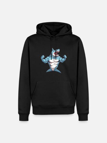Bodybuilder Shark - Men’s Premium Organic Hoodie - black