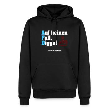 Auf keinen Fall Digga! - Anti-AfD - Männer Premium Bio Hoodie - Schwarz - Vorne - Nico (187cm)
