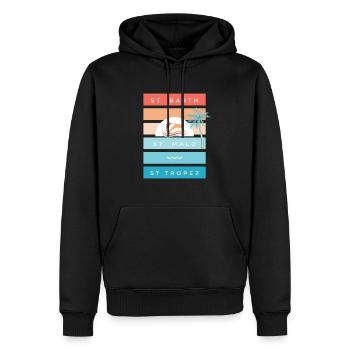 ST-BART , ST-MALO, ST-TROPEZ - Männer Premium Bio Hoodie - Schwarz - Vorne - Nico (187cm)
