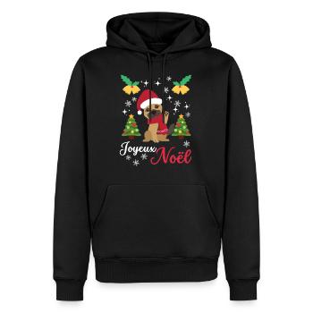 Noël Doux Berger Allemand Kawaii - Sweat à capuche Premium bio Homme - noir - Devant - Nico (187cm)