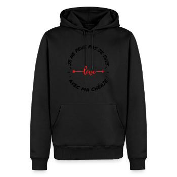 j peux pas je vois ma chérie tee shirt humour - Sweat à capuche Premium bio Homme - noir - Devant - Nico (187cm)