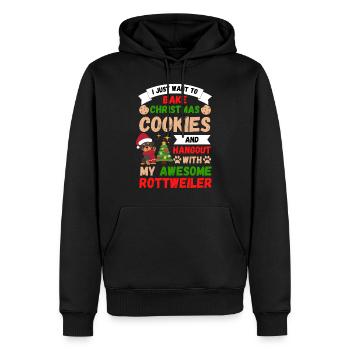 Weihnachten Süßer Rottweiler Liebhaber Kawaii - Männer Premium Bio Hoodie - Schwarz - Vorne - Nico (187cm)