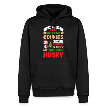 Weihnachten Süßer Husky Liebhaber Kawaii - Männer Premium Bio Hoodie - Schwarz - Vorne - Nico (187cm)