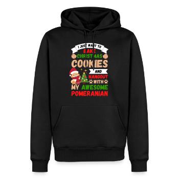 Weihnachten Süßer Zwergspitz Liebhaber Kawaii - Männer Premium Bio Hoodie - Schwarz - Vorne - Nico (187cm)