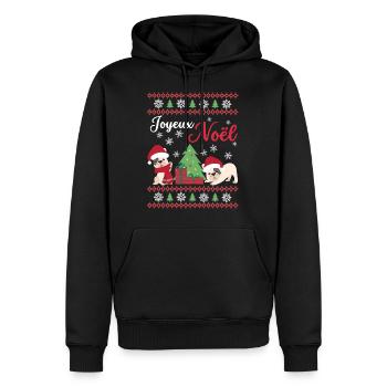 Weihnachten Süße Französische Bulldogge Kawaii - Männer Premium Bio Hoodie - Schwarz - Vorne - Nico (187cm)