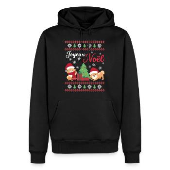 Weihnachten Süßer Zwergspitz Liebhaber Kawaii - Männer Premium Bio Hoodie - Schwarz - Vorne - Nico (187cm)