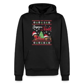 Weihnachten Süßer Rottweiler Liebhaber Kawaii - Männer Premium Bio Hoodie - Schwarz - Vorne - Nico (187cm)