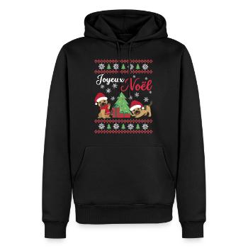 Noël Doux Berger Allemand Kawaii - Sweat à capuche Premium bio Homme - noir - Devant - Nico (187cm)