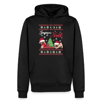 Weihnachten Süßer Mops Liebhaber Kawaii - Männer Premium Bio Hoodie - Schwarz - Vorne - Nico (187cm)
