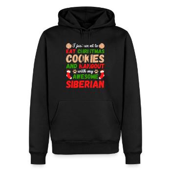 Biscuits de chat sibérien de Noël - Sweat à capuche Premium bio Homme - noir - Devant - Nico (187cm)