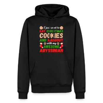 Biscuits de chat abyssins de Noël - Sweat à capuche Premium bio Homme - noir - Devant - Nico (187cm)