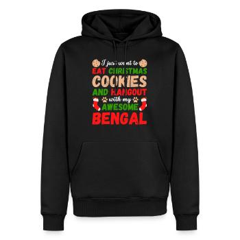 Biscuits de chat bengale de Noël - Sweat à capuche Premium bio Homme - noir - Devant - Nico (187cm)