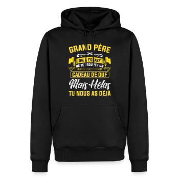 grand père cadeau de ouf mais tu nous as déjà papy - Sweat à capuche Premium bio Homme - noir - Devant - Nico (187cm)