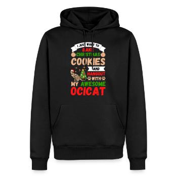 Ocicat de Noël chat cuisson biscuits avec chat - Sweat à capuche Premium bio Homme - noir - Devant - Nico (187cm)