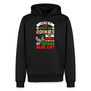 Biscuits de Noël russe Blue Cat Bake - Sweat à capuche Premium bio Homme - noir - Devant - Nico (187cm)