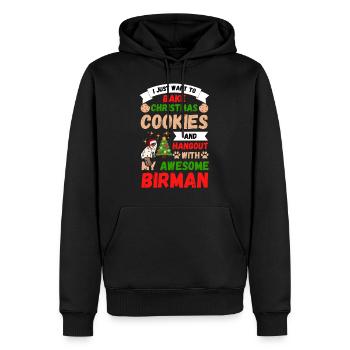 Chat birman de Noël cuisson de biscuits avec chat - Sweat à capuche Premium bio Homme - noir - Devant - Nico (187cm)