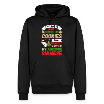 Weihnachten Siam katze Kekse backen mit Katze - Männer Premium Bio Hoodie - Schwarz - Vorne - Nico (187cm)