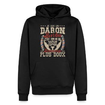 Je suis un daron barbu normal fans barbe - Sweat à capuche Premium bio Homme - noir - Devant - Nico (187cm)