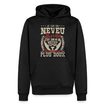 Je suis un neveu barbu normal fans barbe - Sweat à capuche Premium bio Homme - noir - Devant - Nico (187cm)