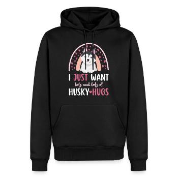 Süßer Husky Liebhaber Kawaii - Männer Premium Bio Hoodie - Schwarz - Vorne - Nico (187cm)