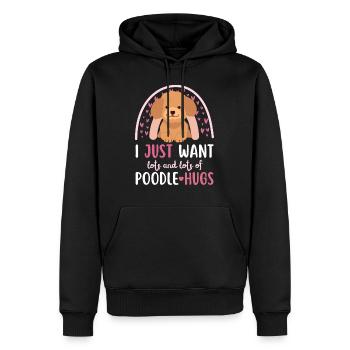 Doux caniche amoureux Kawaii - Sweat à capuche Premium bio Homme - noir - Devant - Nico (187cm)