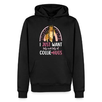 Sweet Collie Lover Kawaii - Sweat à capuche Premium bio Homme - noir - Devant - Nico (187cm)