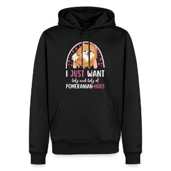 Doux nain spitz amoureux kawaii - Sweat à capuche Premium bio Homme - noir - Devant - Nico (187cm)