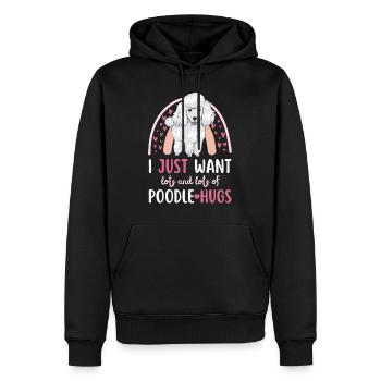 Doux caniche amoureux Kawaii - Sweat à capuche Premium bio Homme - noir - Devant - Nico (187cm)